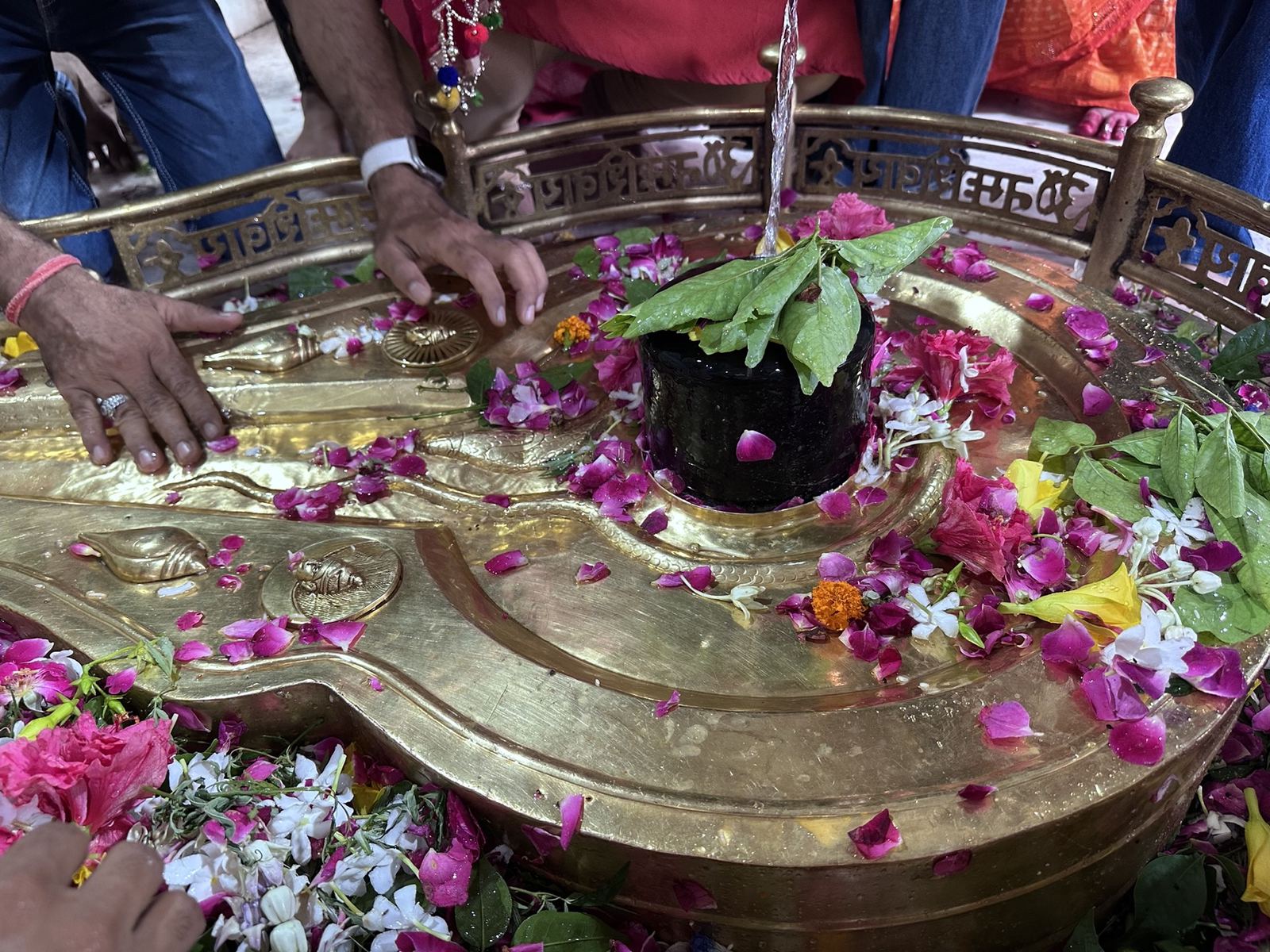 Ancient Shivling of Lodheshwar Mahadev with floral offerings